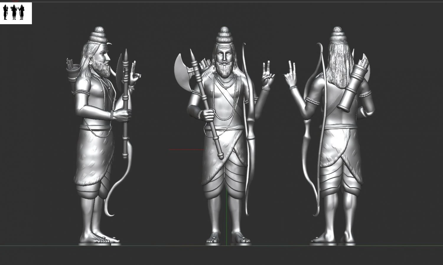 Parashurama 3D Model .c4d .max .obj .3ds .fbx .stl .blend 