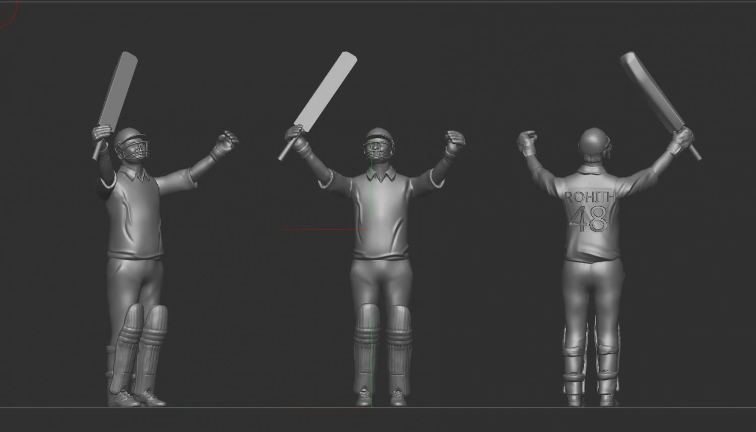 Cricket batsman 3D Model .c4d .max .obj .3ds .fbx .stl .blend 