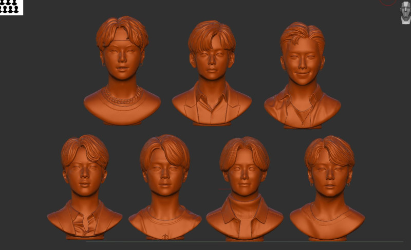 BTS bust set Model Cetak 3D .c4d .max .obj .3ds .fbx .stl .blend 