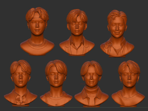 BTS bust set Model Cetak 3D