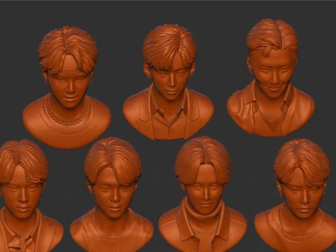 BTS bust set Model Cetak 3D