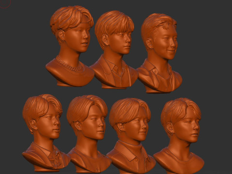 BTS bust set Model Cetak 3D