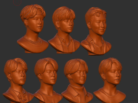 BTS bust set Model Cetak 3D