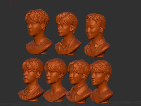 BTS bust set Model Cetak 3D