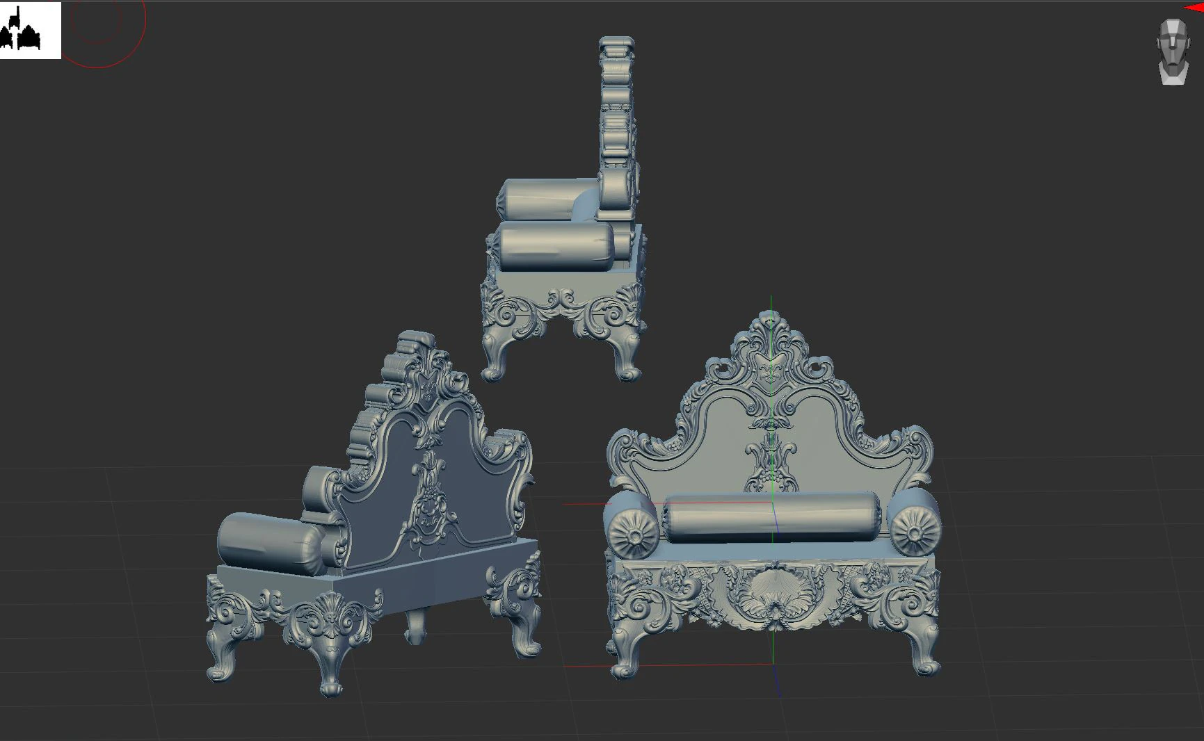 Sofa 3D Print Model .c4d .max .obj .3ds .fbx .stl .blend 