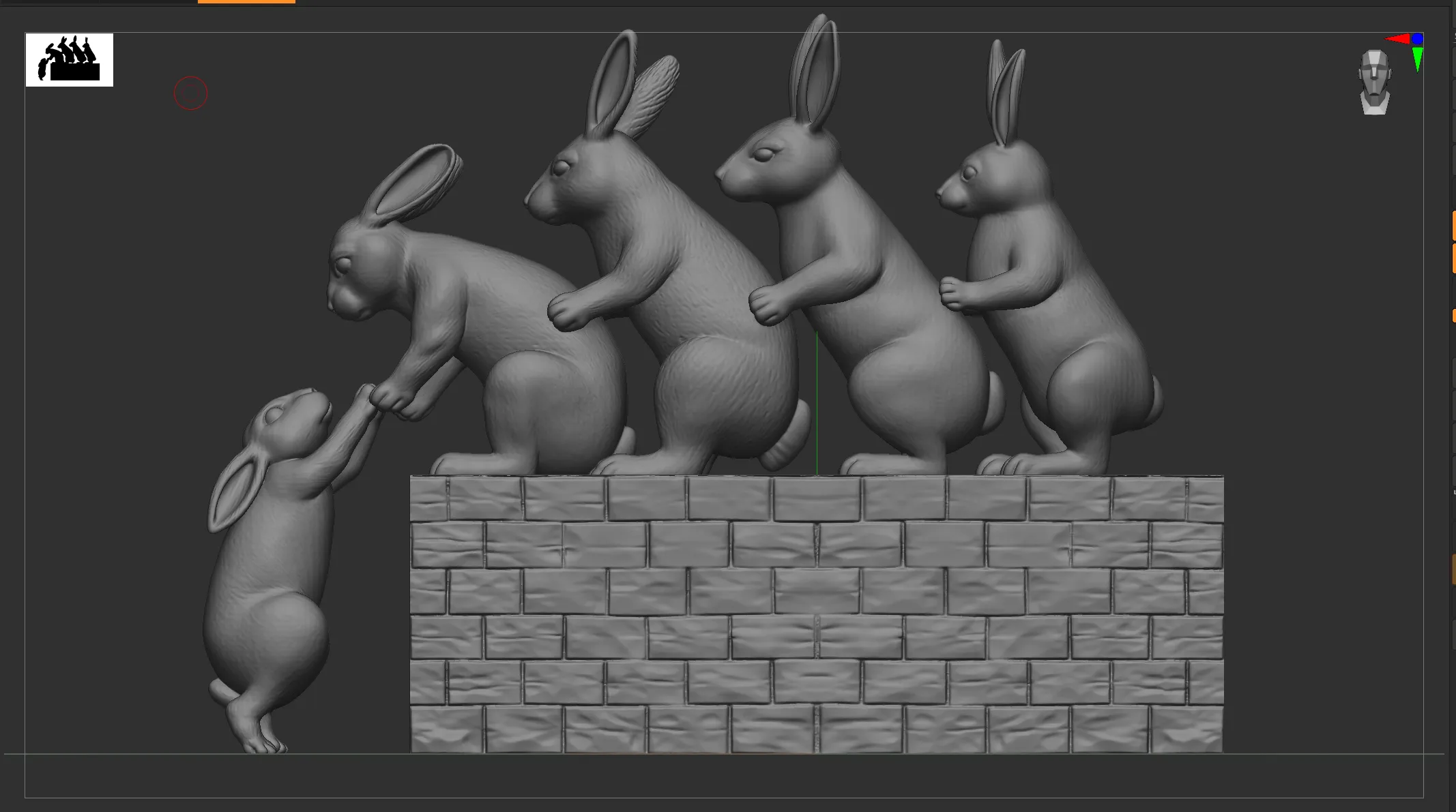 Rabbit Family Statue 3D Print Model .c4d .max .obj .3ds .fbx .stl .blend 