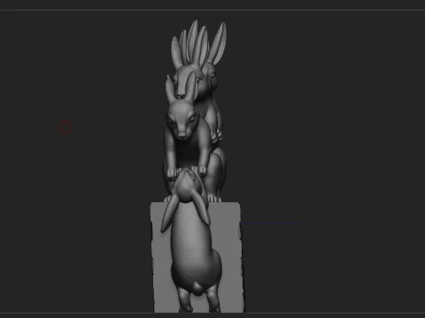 Rabbit Family Statue 3D Print Model