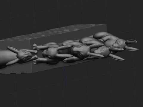 Rabbit Family Statue 3D Print Model