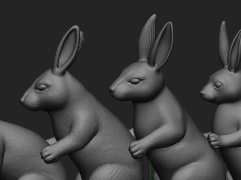 Rabbit Family Statue 3D Print Model