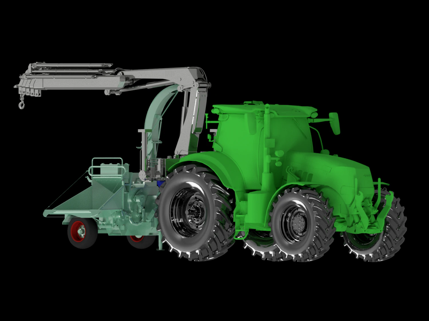 Guindaste de toras de engate rápido para trator de 3 pontos para silvicultura com adaptador de trator Modelo 3D .c4d .max .obj .3ds .fbx .stl .blend