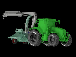 트랙터 어댑터 임업용 3점 트랙터 퀵 히치 로그 크레인 3D 모델