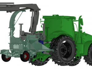 3-Point Tractor Quick-Hitch Log Crane for Tractor Adapter Forestry Model 3D
