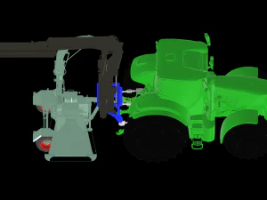 Guindaste de toras de engate r&aacute;pido para trator de 3 pontos para silvicultura com adaptador de trator Modelo 3D