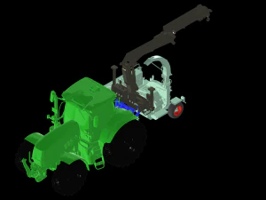 Guindaste de toras de engate r&aacute;pido para trator de 3 pontos para silvicultura com adaptador de trator Modelo 3D