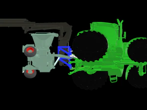 Guindaste de toras de engate r&aacute;pido para trator de 3 pontos para silvicultura com adaptador de trator Modelo 3D