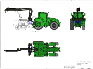 Guindaste de toras de engate r&aacute;pido para trator de 3 pontos para silvicultura com adaptador de trator Modelo 3D