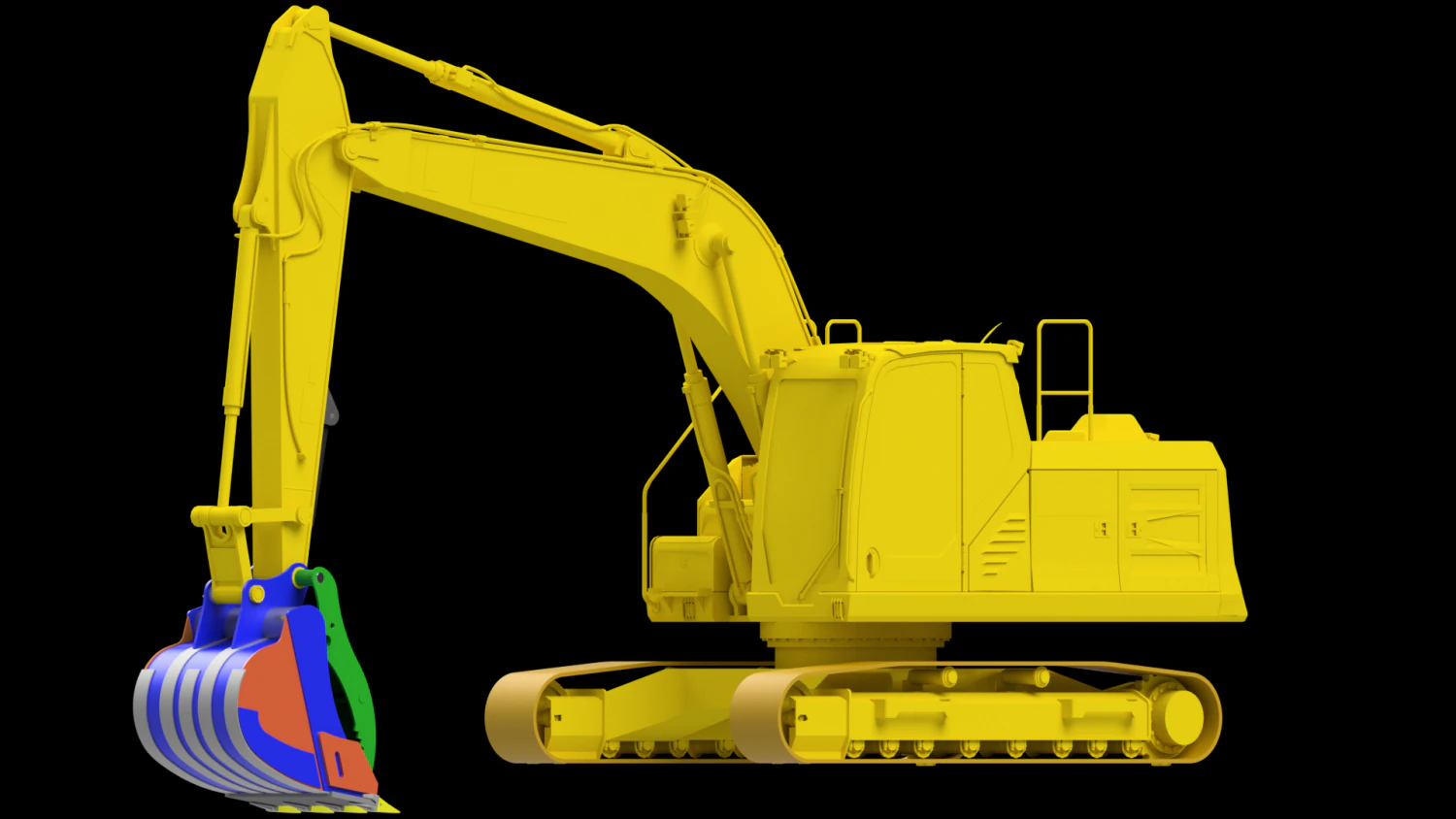 Excavator Hydraulic Thumb Grapple Bucket 3D Model .c4d .max .obj .3ds .fbx .stl .blend 
