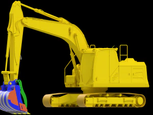 Benna con pinza idraulica per escavatore Modello 3D