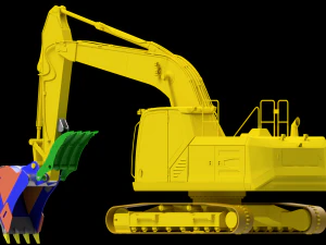 Excavator Hydraulic Thumb Grapple Bucket 3D Model