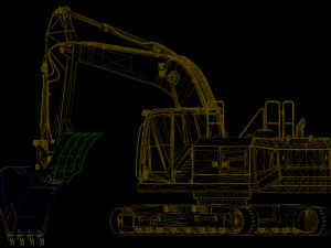 Excavator Hydraulic Thumb Grapple Bucket 3D Model