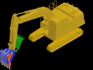 Excavator Hydraulic Thumb Grapple Bucket 3D Model