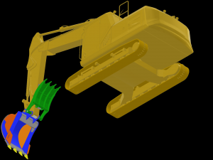 Excavator Hydraulic Thumb Grapple Bucket 3D 模型