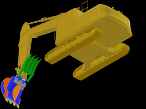 Excavator Hydraulic Thumb Grapple Bucket 3D Model