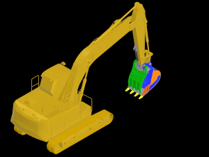 Excavator Hydraulic Thumb Grapple Bucket 3D Model