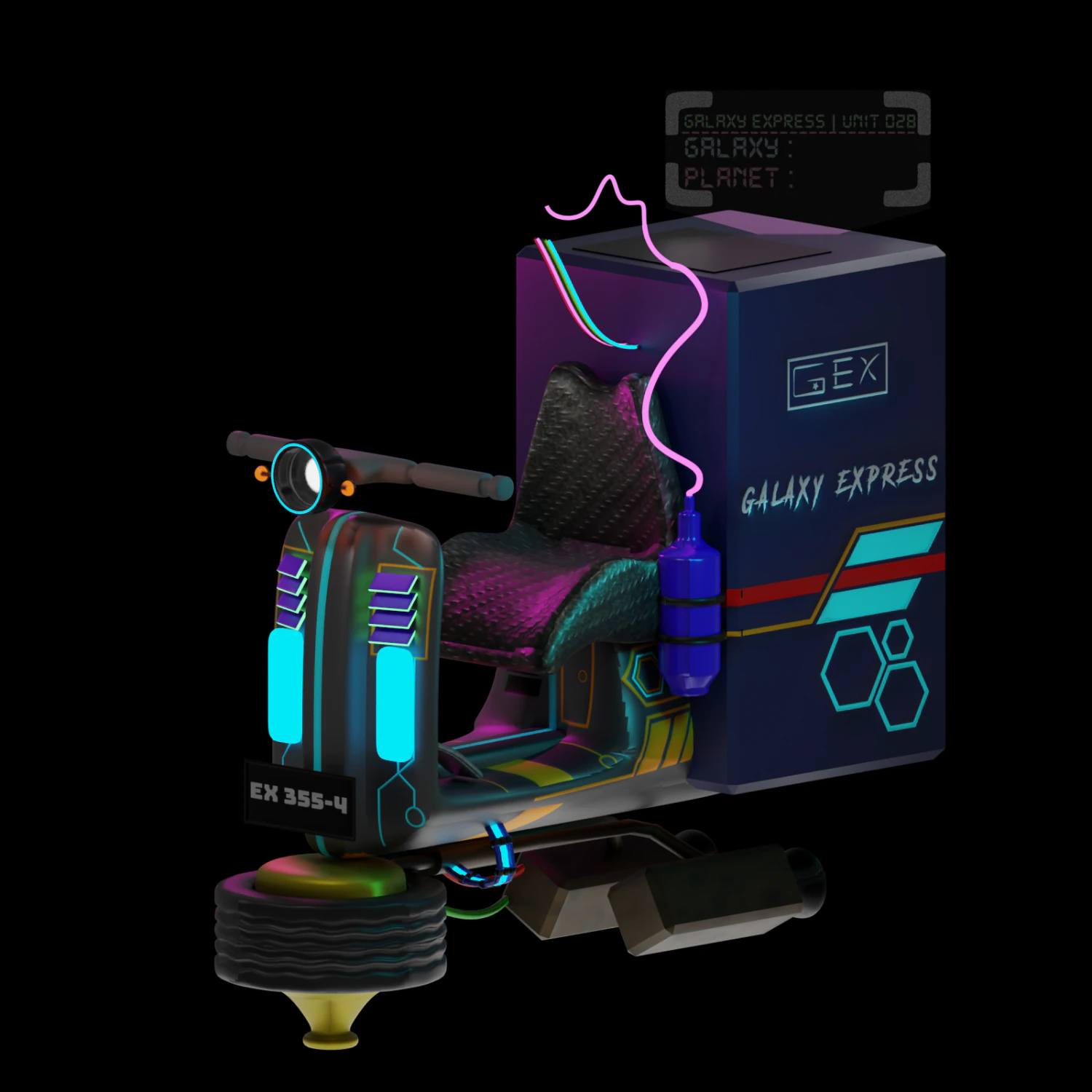 SCI - FI Motorcycle 3D Model .c4d .max .obj .3ds .fbx .stl .blend 