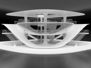 Futuristic Parametric Sci-Fi Exhibition Pavilion Architecture Model 3D