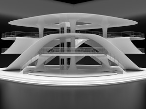 Futuristic Parametric Sci-Fi Exhibition Pavilion Architecture Model 3D