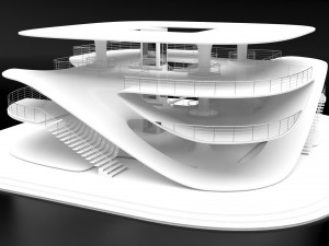 Futuristic Parametric Sci-Fi Exhibition Pavilion Architecture Model 3D