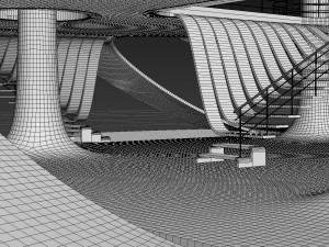 Futuristic Parametric Sci-Fi Exhibition Pavilion Architecture Model 3D