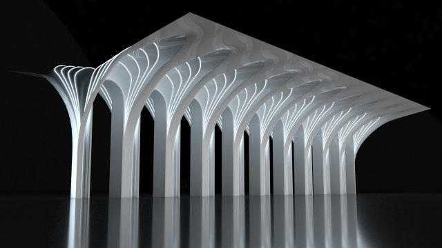 Futuristic Parametric Organic Arched Shade Structure Modelo 3D .c4d .max .obj .3ds .fbx .stl .blend 