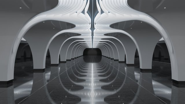Futuristic Parametric Shanghai Subway Yuyuan Metro Station Modelo 3D .c4d .max .obj .3ds .fbx .stl .blend 
