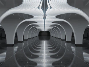 Stazione della metropolitana parametrica futuristica di Shanghai Yuyuan della metropolitana Modello 3D