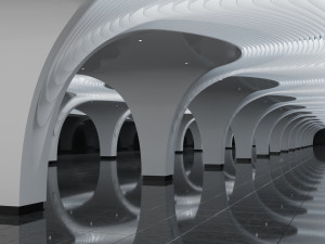 Futuristic Parametric Shanghai Subway Yuyuan Metro Station Modelo 3D