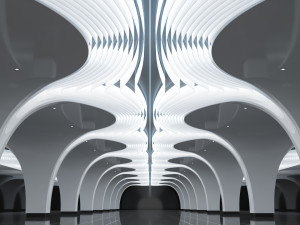 Futuristic Parametric Shanghai Subway Yuyuan Metro Station Modelo 3D
