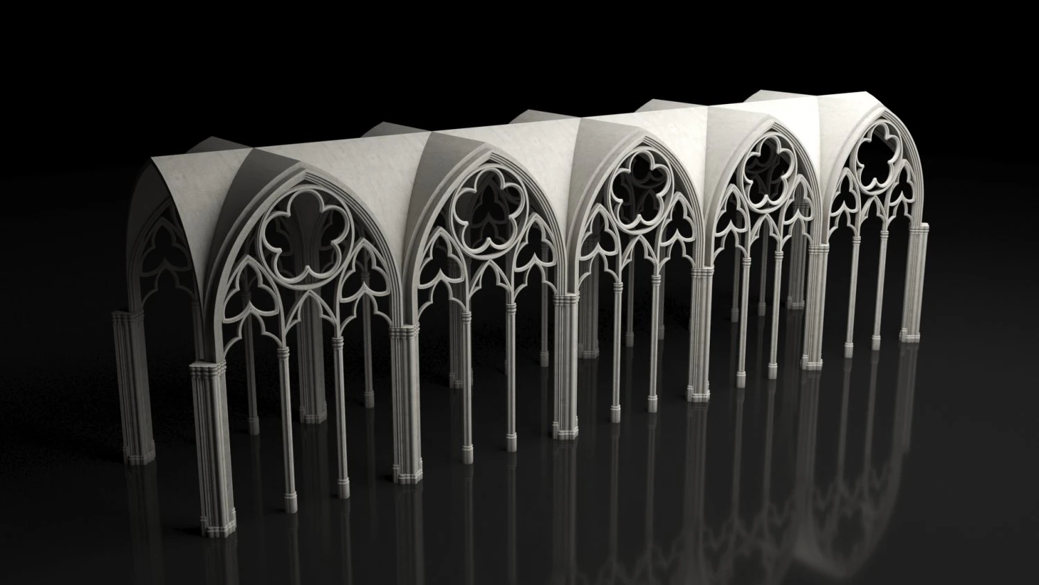 Gothic Vaulted Ceiling Kitbash - Modular Unit Architecture 3D Model .c4d .max .obj .3ds .fbx .stl .blend