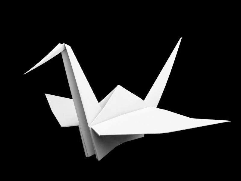 Folded Paper Swan - Crane Origami Art 3D Model .c4d .max .obj .3ds .fbx .stl .blend 