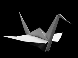 Folded Paper Swan - Crane Origami Art 3D Model