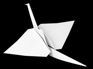 Folded Paper Swan - Crane Origami Art Model 3D