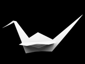 Folded Paper Swan - Crane Origami Art 3D Model