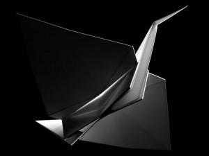 Folded Paper Swan - Crane Origami Art Model 3D