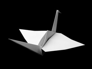Folded Paper Swan - Crane Origami Art Model 3D