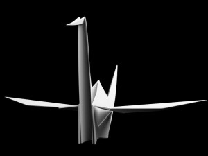 Folded Paper Swan - Crane Origami Art Model 3D