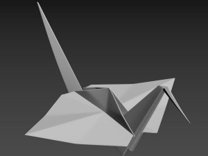Folded Paper Swan - Crane Origami Art Model 3D