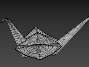 Folded Paper Swan - Crane Origami Art Model 3D