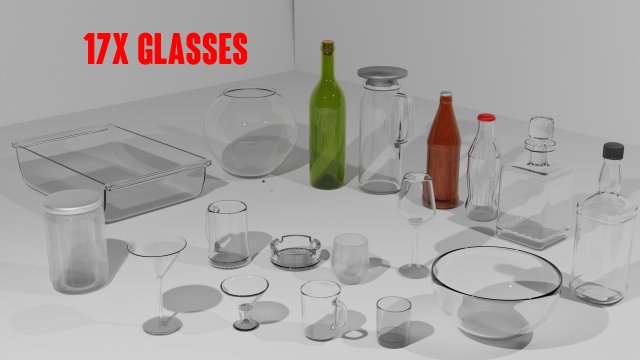17x GLASSES PACK 3D Model .c4d .max .obj .3ds .fbx .stl .blend 