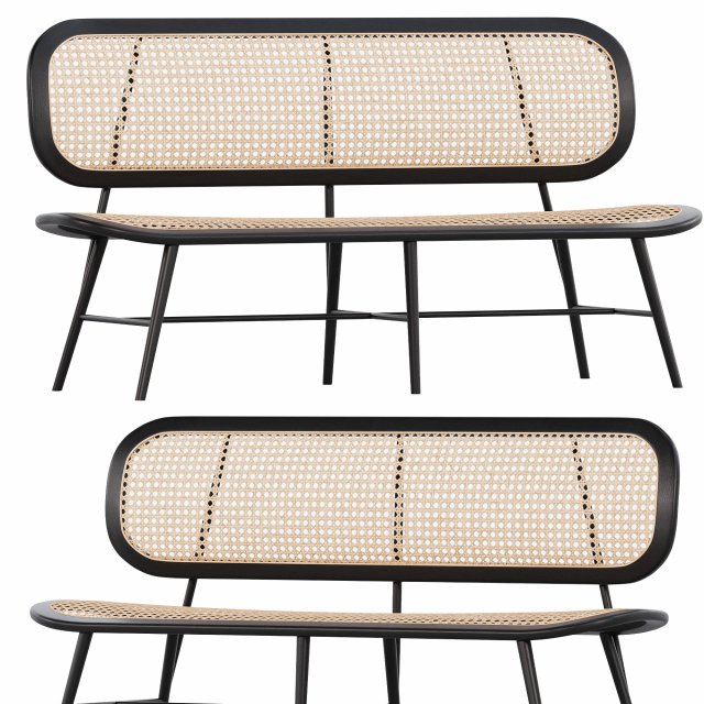 Restaurant Outdoor Furniture Rattan Wicker Bench Sofa Modèle 3D .c4d .max .obj .3ds .fbx .stl .blend 